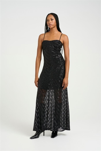 Glira Long dress, Black Sequins